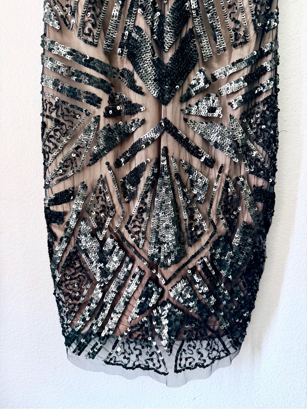 Vintage Bebe Black Sequin V-Neck Cocktail Mini Dress Size S XS - Picture 4 of 14